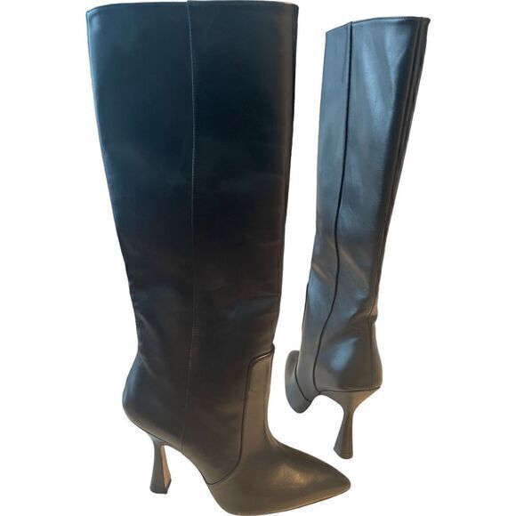 Stuart Weitzman Parton NWOB Tall Leather Calfskin Boot Size 5 Black - Picture 2 of 13